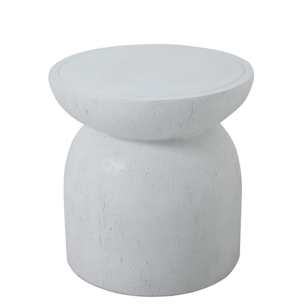 Table d'appoint bout de canapé intérieur extérieur en magnesite blanc