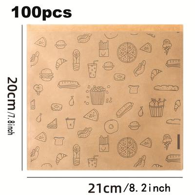 TEMU Unbleached Paper, Oil-resistant Grease Snack Bags For Bread, Biscuits, Bbq, Sandwiches, Wraps, Food Storage Parchment Paper Bags, The Gadget Image