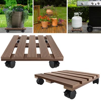 TEMU 2 Pieces Plant Roller Outdoor 30cm Plant Coaster With 360° Rotating Wheels Flower Rolling Board Up To 100kg Container Roller For Parasol Stand, Trash Can, Rain Barrel, Plant Pot Image