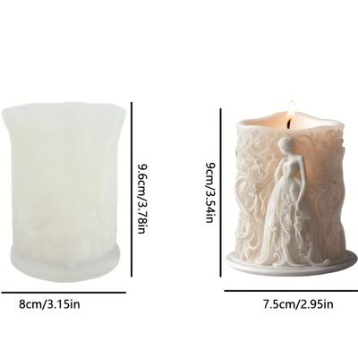 TEMU Floral Goddess Silicone Mold With Column Design, Easy To Demold And Reusable Suitable For Aromatherapy Candle Casting, Plaster Crafts Decoration Perfect As Wedding Decorations And Day Gift Image
