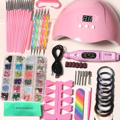TEMU Manicure Set Nail Extension Kit Acrylic Kit With Led Nail Lamp Five-piece Manicure Tool Set Image