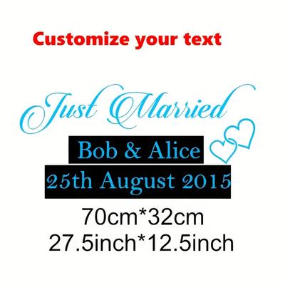 "TEMU Custom "" Vinyl Decal For Car Windows - Personalized With Your Wedding Names, Durable , Easy To Apply On Any Flat Surface, Celebrating Marriage, Wedding Car" Image