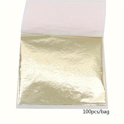 TEMU A Pack Of 100 Sheets Of 8cm Champagne Silvery Golden Foil, Suitable For Decorating And Applying Golden Nail Art Painting. Image