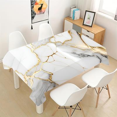TEMU Washable Marble Pattern Tablecloth, Polyester, Square For Home, Kitchen, Dining, Picnic Party Decor