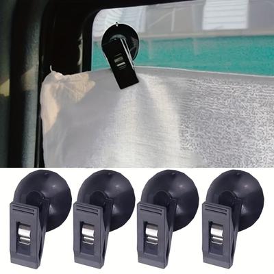 TEMU 4pcs Car Suction Cup Clips - Strong Adhesive Window & Windshield Mounts For Sunshades, Curtains, Tickets - Durable Plastic Removable Holders (black), Car Clips Image
