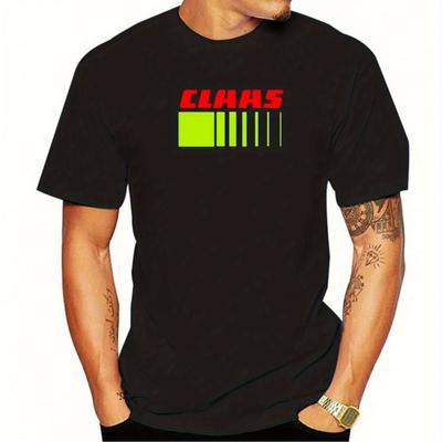 TEMU Claas Logo Unisex T-shirt S-3xl | 100% Cotton Tractor & Graphic Tee | Black With Red & | Casual Round Neck Top For Farming Enthusiasts | , Soft Fabric Shirt Image