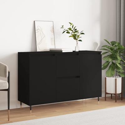 TEMU Sideboard Black 104x35x70 Cm Wood Image