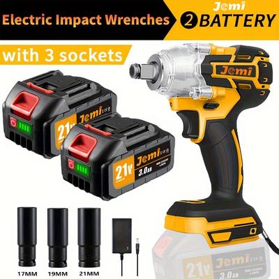 "TEMU Jemi Cordless Impact Wrench - 1/2" Brushless Impact , Max Torque 512n.m, With 21v 3.0ah Li- & Charger Kit - Powerful And Portable" Image