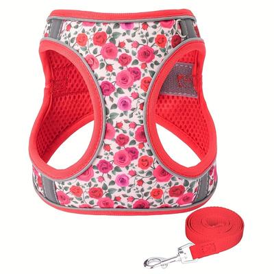 TEMU Polyester Fiber Rose Flower Chest Harness With Hand Wash Pet, Without Battery