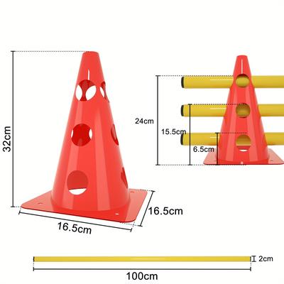 TEMU Dog Agility Training Set - 12 Cones And 6 Adjustable Bars For Coordination Exercises 6pcs Set Image