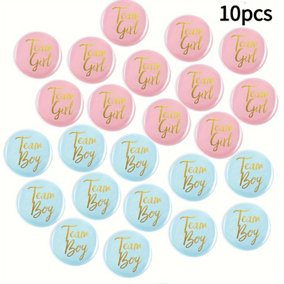 TEMU 10 Gender Reveal Party Badges, Team Boy & Team Girl Badges, For Gender Reveal, Anniversary Celebrations - Seasonal Plastic Decorative Buttons, No Power Required Image