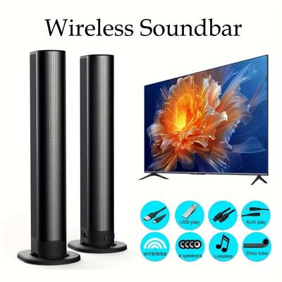 TEMU Detachable Wireless Tv Speaker With Wireless, Aux, Opt, Tf, Usb & Fm Support - Sleek , 6.1 Surround Sound, Rechargeable Battery, Smartphones, Tablets, And Systems, Portable Wireless Speaker Image