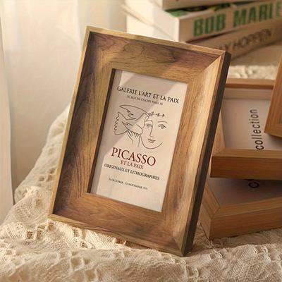 TEMU Vintage-inspired 6-inch Rectangular Picture Frame - Classic Resin Wall Or Tabletop Display For Home Decor, Horizontal Orientation, Tabletop Mounting, , Oblong Shape, Frame Material: Resin Image