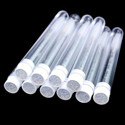 TEMU 10pcs Rancai Hypoallergenic Eyelash Brushes With Dust-proof Tubes - Reusable Silicone Bristle Mascara Wands For Eyelash Extensions, Glitter & Sparkle Designs, All Light Beige Types Image