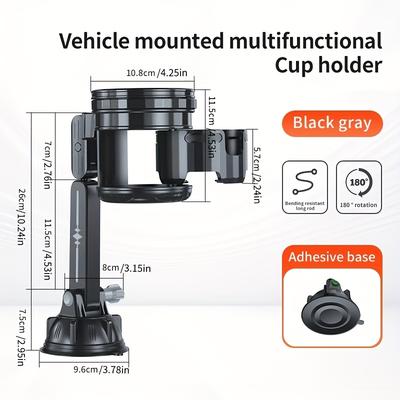 TEMU 2in 1 Recessed Folding Cup Holder, Adjustable Car Cup Holder, Strong Suction Cup Base For Cars, Trucks, And Other Vehicles Image