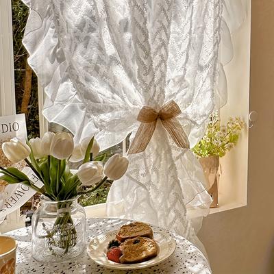 TEMU 1panel Lace Small Curtain, Rod Pocket Hanging, Suitable For Living Room, Bedroom, Balcony, Kitchen, Princess Room, Window Decor, Etc. Image