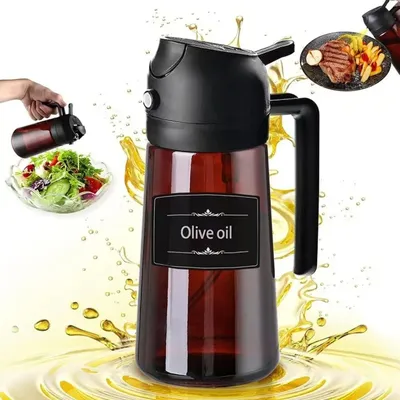 2-in-1 470ml Light Blocking Brown Oil Sprayer for Cooking Olive Oil Dispenser Bottle for Kitchen Oil Bottle Seasoning Tools