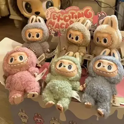 High Quality Cute Labubu The Monsters Box Toys Cardiac Macarone Kawai Guess Bag Figure Model Bag