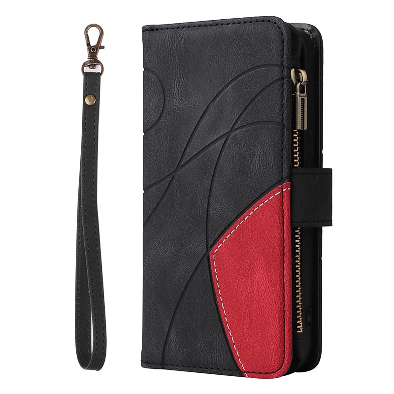 Phone Case For Samsung Galaxy S26 Ultra Plus S25 S24 S23 S22 S21 FE S21 Ultra Plus S20 A73 A53 Wallet Case Flip Zipper with Wrist Strap Solid Colored PU Leather