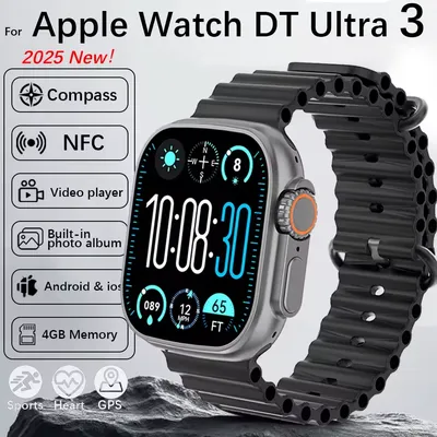 New DT Ultra 3 Smartwatch Amoled Screen 32GB MP3 MP4 Player Bluetooth Network Sharing APP Store