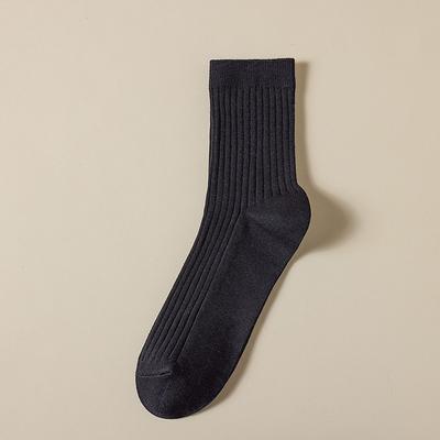 Men's 1 Pair 100% Cotton Socks Black White Color Solid Color Medium Spring Fall Winter Knitwear Elegant