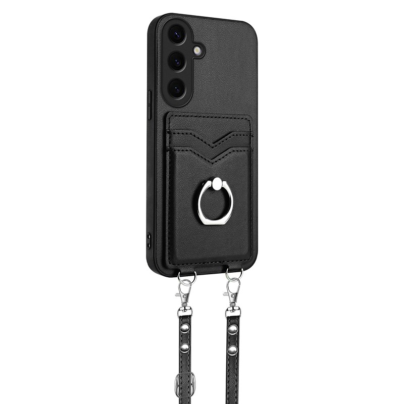 Phone Case For Samsung Galaxy S26 Ultra Plus S25 S24 S23 S22 Plus Ultra S23 FE A55 5G A35 5G A25 A15 Back Cover Ring Holder with Lanyard Card Slot Retro TPU Metal PU Leather