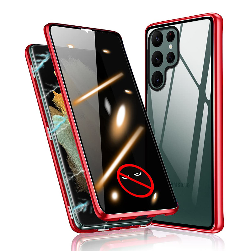 Phone Case For Samsung Galaxy S26 Ultra Plus S25 S24 S23 S22 S21 FE S21 Ultra Plus S20 Magnetic Adsorption Full Body Protective Anti peep Shockproof Transparent Privacy Tempered Glass