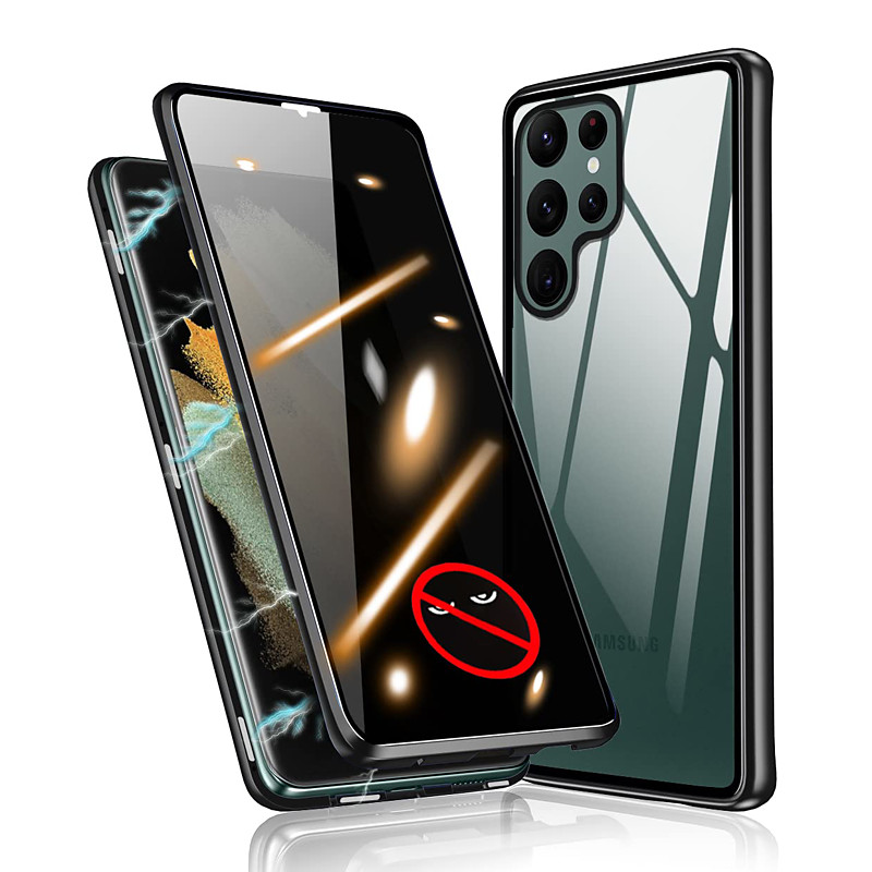 Phone Case For Samsung Galaxy S26 Ultra Plus S25 S24 S23 S22 S21 FE S21 Ultra Plus S20 Magnetic Adsorption Full Body Protective Anti peep Shockproof Transparent Privacy Tempered Glass