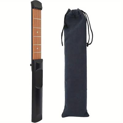 1 Piece 6 Character 6 String Portable Pocket Guitar for Beginners - Instrument Tuning Key and Velvet Carry Bag for Vocal Practice