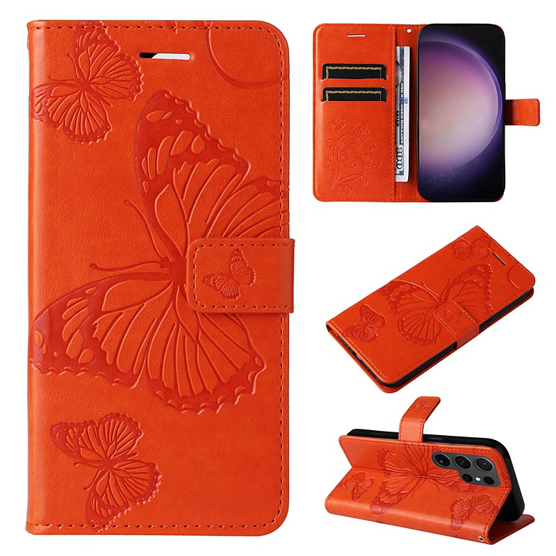 Phone Case For Samsung Galaxy S26 Ultra Plus S25 S24 S23 S22 S23 FE S21 Ultra Plus S20 A55 5G A35 5G Wallet Case Magnetic Full Body Protective with Wrist Strap Butterfly TPU PU Leather
