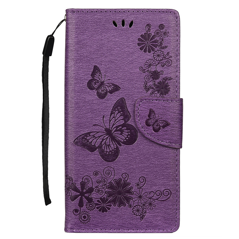 Phone Case For Samsung Galaxy S26 Ultra Plus S25 S24 S23 S22 S21 FE S21 Ultra Plus A54 A12 Wallet Case Flip Cover with Stand Holder Card Holder with Wrist Strap Butterfly PU Leather