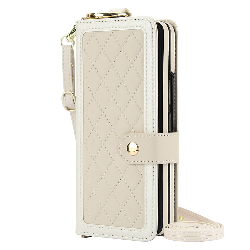 Phone Case For Samsung Galaxy Z Fold 7 Z Fold 6 Z Fold 5 Z Fold 4 Z Fold 3 Back Cover with Stand Holder Magnetic with Lanyard Retro TPU PU Leather
