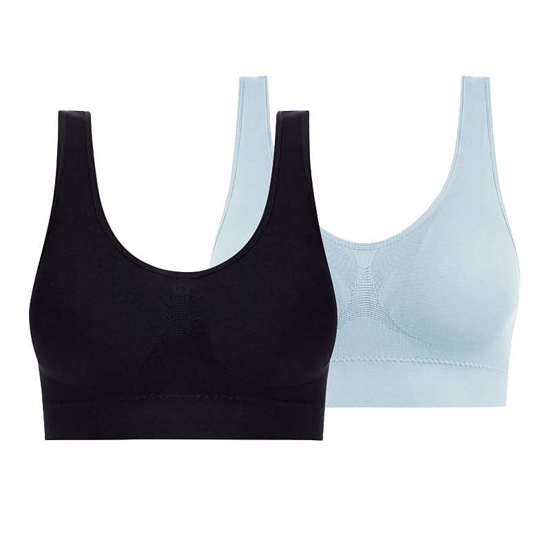 2 Pack Underwear Women's Plus Size Deep U Comfortable Beauty Back Yoga Vest with Pads No Steel Ring Gathered Shock-proof Sports Bra Home Outfits