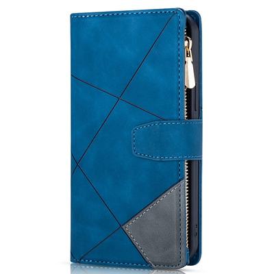 Phone Case For Samsung Galaxy Z Fold 7 Z Fold 6 Z Fold 5 Z Fold 4 Z Fold 3 Wallet Case Magnetic Zipper with Wrist Strap Retro Geometric Pattern PC PU Leather