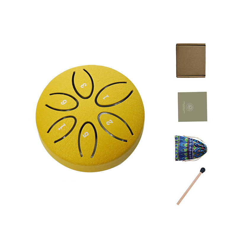 Rain Drum for Outside Garden with The Fingerstalls 3 Inches 6 Notes Steel Tongue Drum, Waterproof Mini Hand Drum with Fingerstalls, Outdoor Musical Chime Instrument for Patio Yard Decor