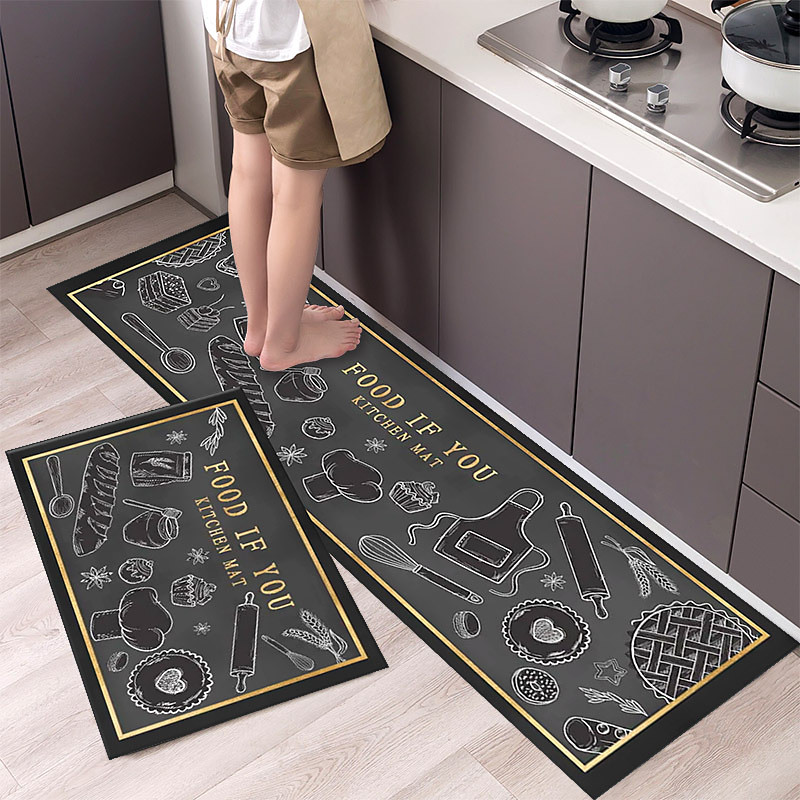 2 Piece Waterproof and Oil-Proof Kitchen Anti-Slip Mat, Bathroom Anti-Slip Mat, Bedroom Cushion, Living Room Carpet, Door Mat, Kitchen Carpet- 40 60cm 40 120cm