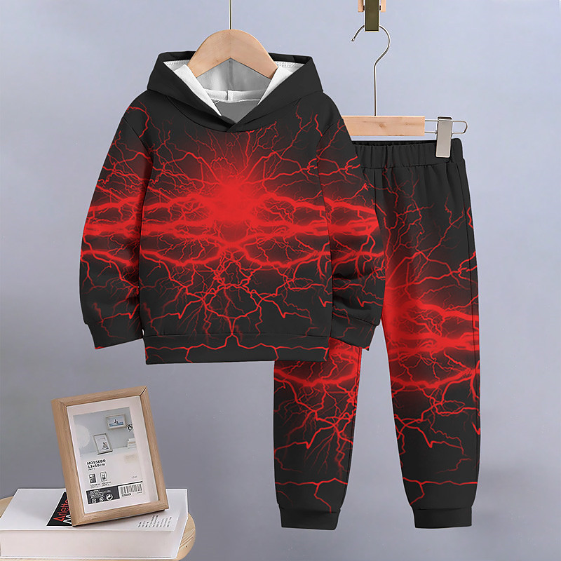 Boys 3D Gradient Ramp Hoodie Sweatpants Set HoodieSet Clothing Set Long Sleeve Spring Fall Sports Fashion Cool Kids 3-12 Years Outdoor Vacation Street Regular Fit