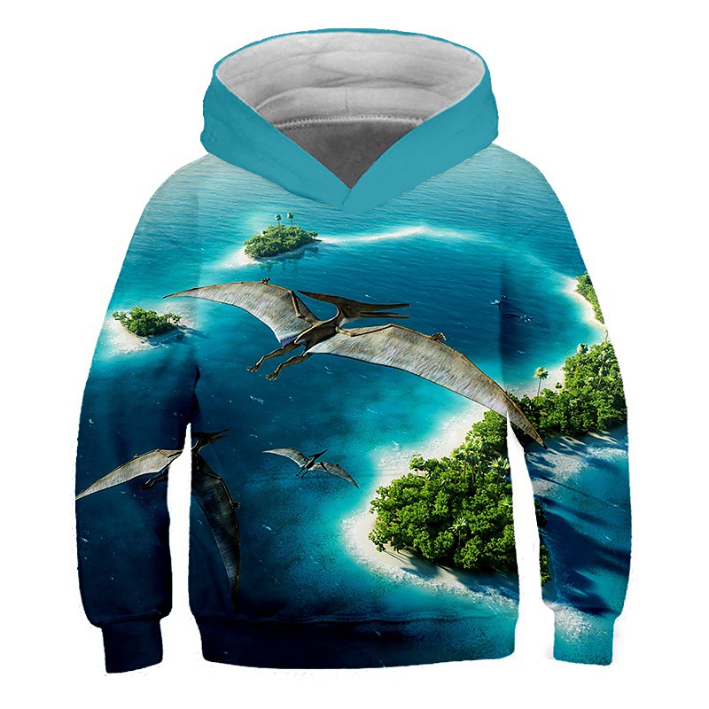 Kids Toddler Boys' Hoodie Sweatshirt Long Sleeve Dinosaur Fantastic Beasts 3D Print Color Block Animal White Blue Yellow Children Tops Active Streetwear Children's Day 2-12 Years