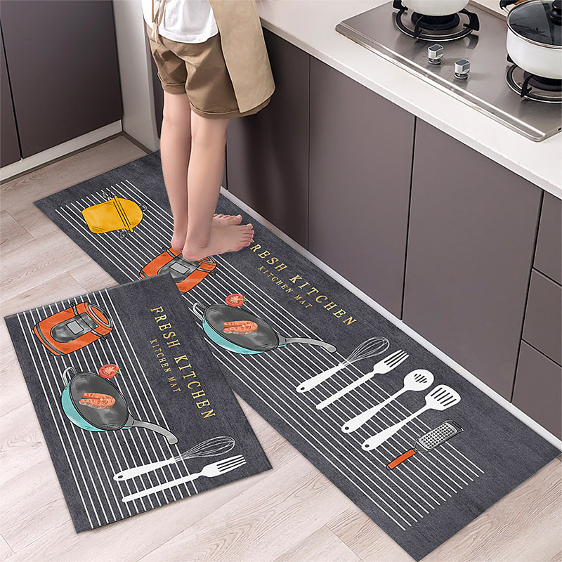 2 Piece Waterproof and Oil-Proof Kitchen Anti-Slip Mat, Bathroom Anti-Slip Mat, Bedroom Cushion, Living Room Carpet, Door Mat, Kitchen Carpet- 40 60cm 40 120cm