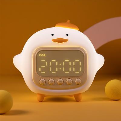LED Cute Duck Alarm Clock Night Light Children's Fun Duckling Wake Up Lamp Alarm Clock Night Light for Kids' Bedroom Decoration Sleep Training Clock Birthday Gift