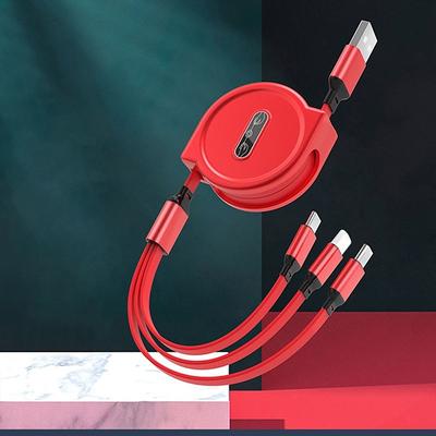 2023 New 3 In 1 Retractable USB Cable Mobile Phone Universal Charger Cable Fast Charging Cable USB Cable for Iphone for samsung for HUAWEI for Xiaomi for OPPO for Google