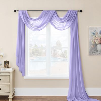 Valentine's Day Luxury Window Scarf Sheer Voile Elegant Topper Long Window Valance Solid Window Treatment Swags Drapes for Window Ceremony Wedding Canopy Bed