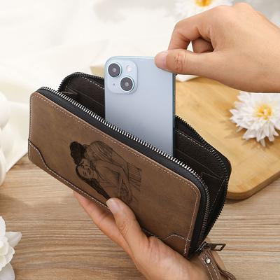 Personalized Photo Engraved Leather Wallet Custom Best Gift for Dad, Custom Text, Father's Day, Birthday, Anniversary, Christmas Gift for Him, Personalized Leather Wallet for Men