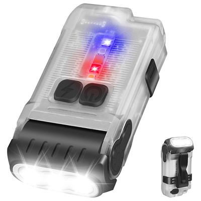 LED Small Powerful EDC Flashlight with Warm White Red Light,Bright 1200LM USB C Rechargeable 10 Modes Mini Pocket Keychain Flash Light with Clip IP67 Waterproof