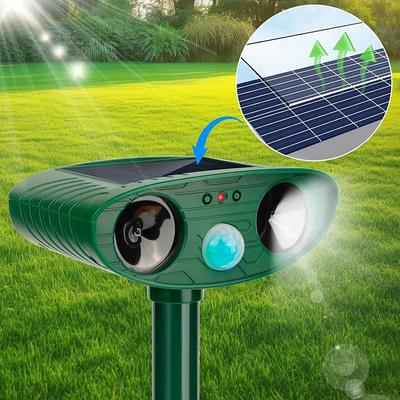 Solar Animal Repellent Ultrasonic, Cat Repellent Outdoor Deer Repellent Devices with Motion Sensor Animal Repeller to Repel Cat Deer Squirrel Rabbit Dog Skunk for Yard Lawn Garden Outdoor