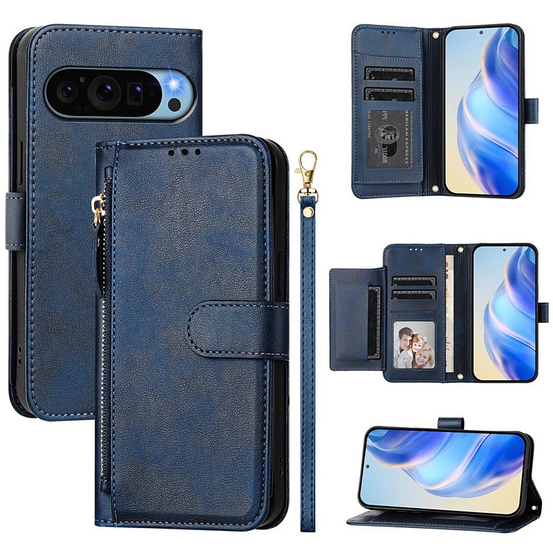 Phone Case For Google Pixel 9 Pro Pixel 9 Pro XL Pixel 8 Pro Pixel 8 Pixel 9 Pixel 7 Pixel 7 Pro Pixel 6 Pixel 6 Pro Wallet Case with Stand Holder Zipper Full Body Protective Retro TPU PU Leather