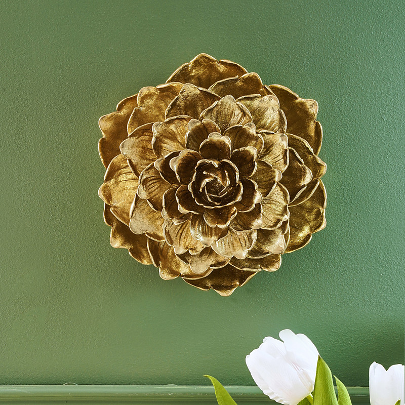 8-Layer Flower Wall Hanging Decoration, Vintage Gold Resin Wall Decor, Handmade Craft Ornament for Home and Store Wall Decoration