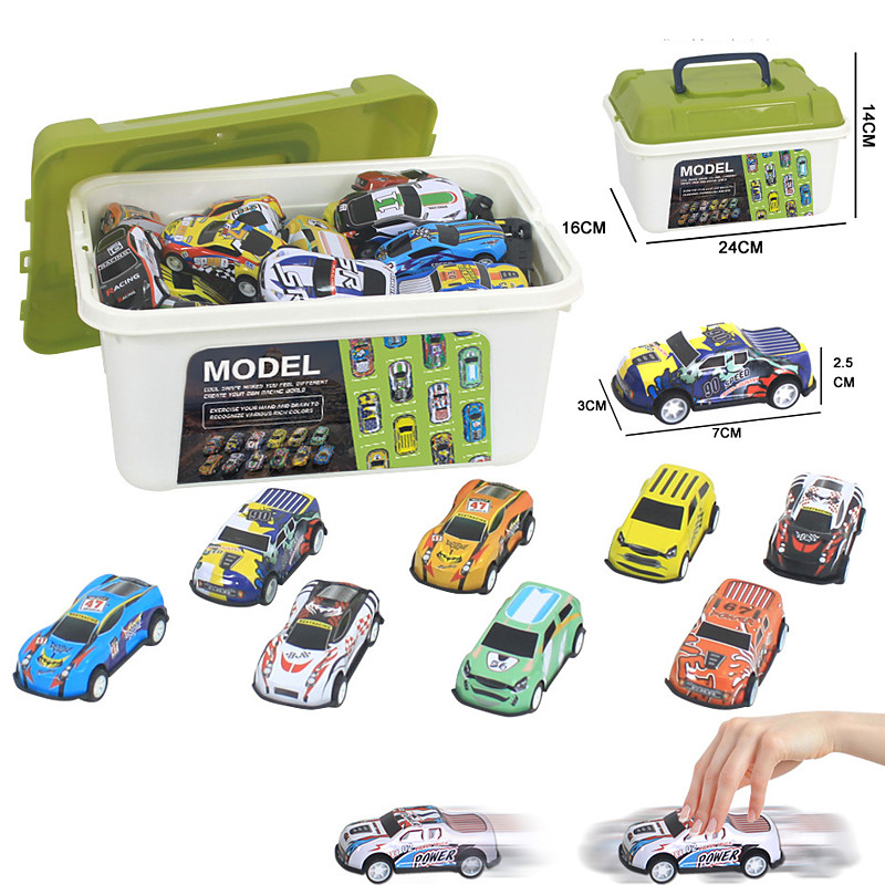 Storage Bucket Collection Edition 30 Alloy Racing Cars Iron Sheet Cars Rebound Cars Multiple Alloy Cars Classic Iron Shell Cars Christmas Gift