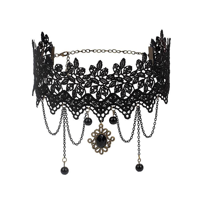 Choker Necklace Lace Tattoo Choker Punk Goth Fashion Gothic Lolita Jewelry Retro Vintage Style Lace Up Artificial Gemstones Lace Alloy Women's Girls' Costume Jewelry