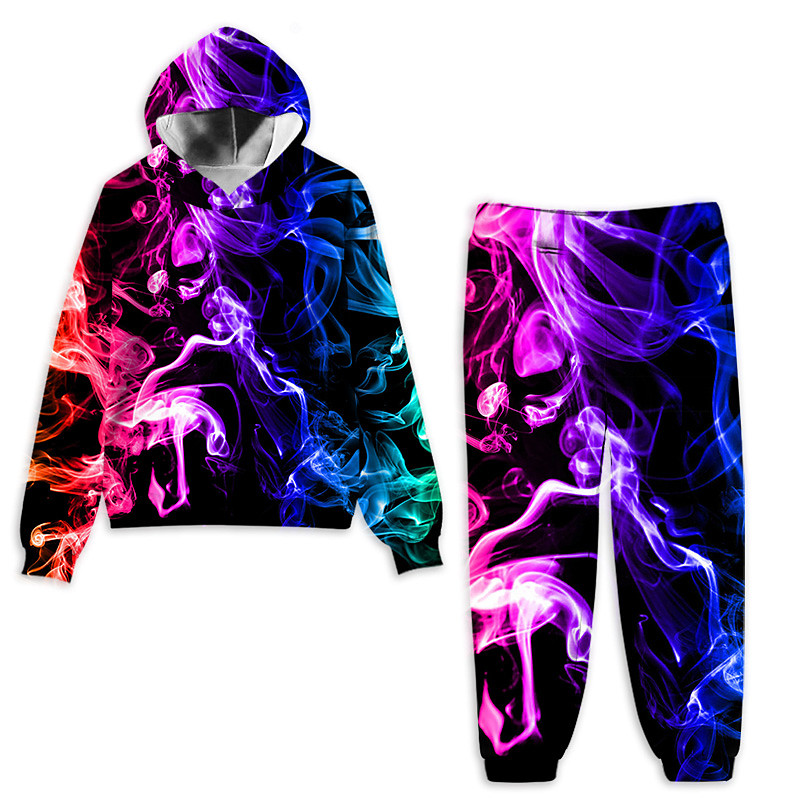 Unisex 3D Color Block Print Gradient Ramp Hoodie Sweatpants Set Clothing Set Long Sleeve Summer Spring Fall Sports Daily Kids 3-12 Years 4-13 Years Outdoor Sports Loose Fit